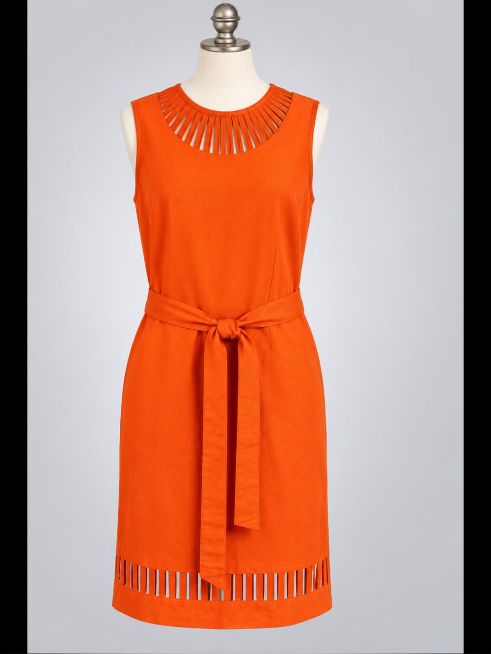 Lino USA Orange Linen Blend Cutout Belted Dress 16W NWOT